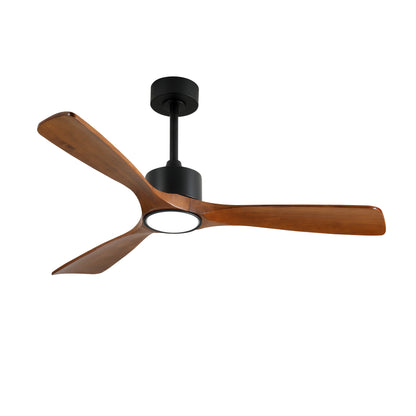 52" Matte Black Solid Wood Ceiling Fan with Dimmable LED - view 17
