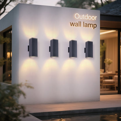 12" Black Square Up Down Outdoor Wall Light, 4-Pack - view 2