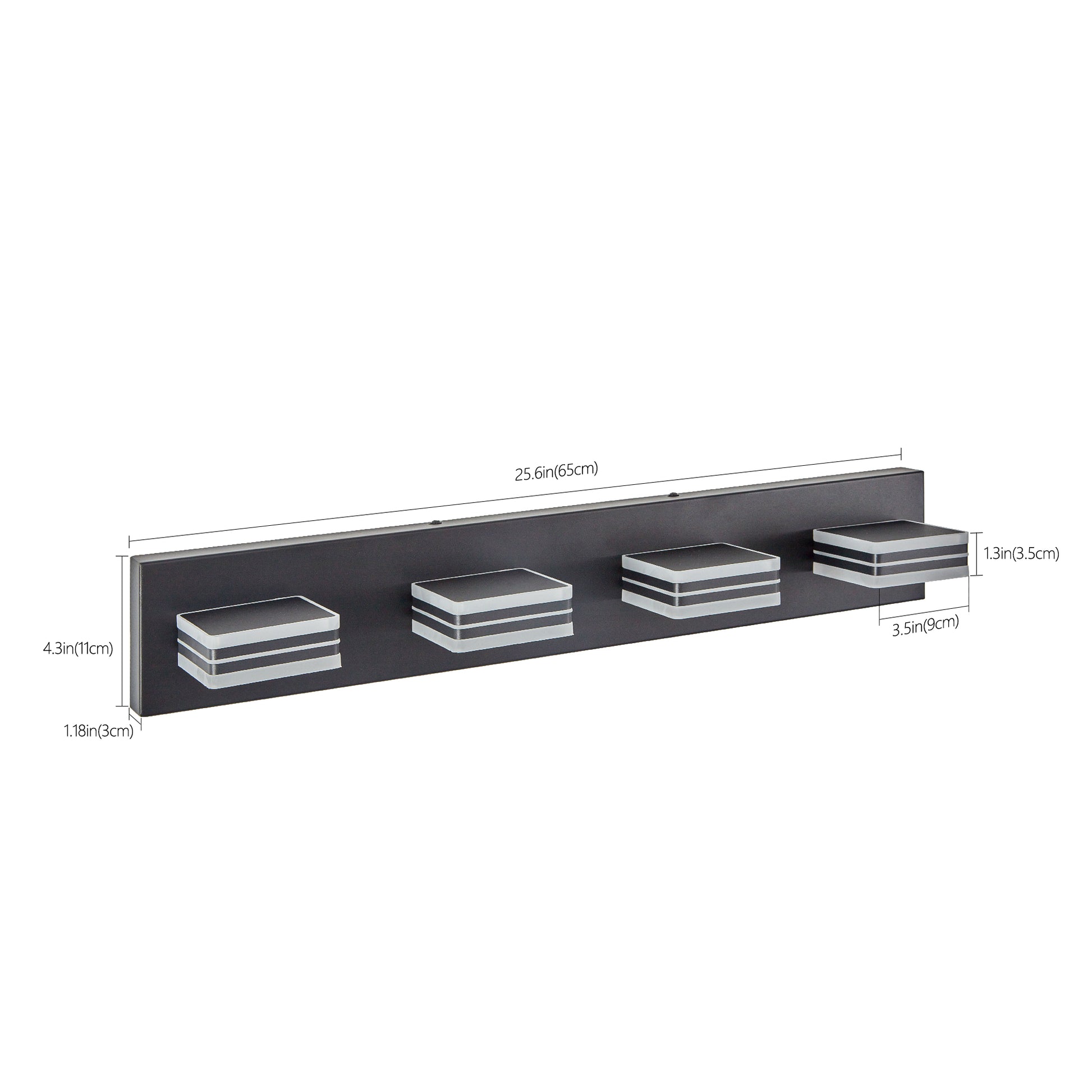 26" 4-Light Black LED Vanity Light with Acrylic Shades - view 8