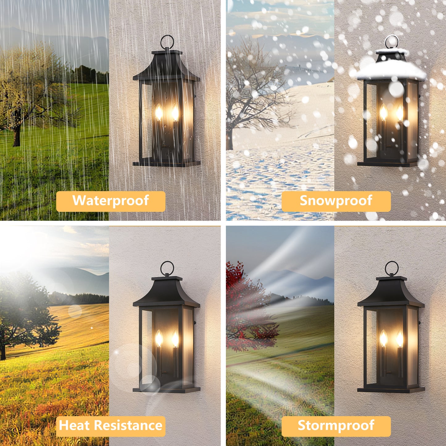 22.2" Black Dusk to Dawn Outdoor Wall Light, Set of 2 - view 5
