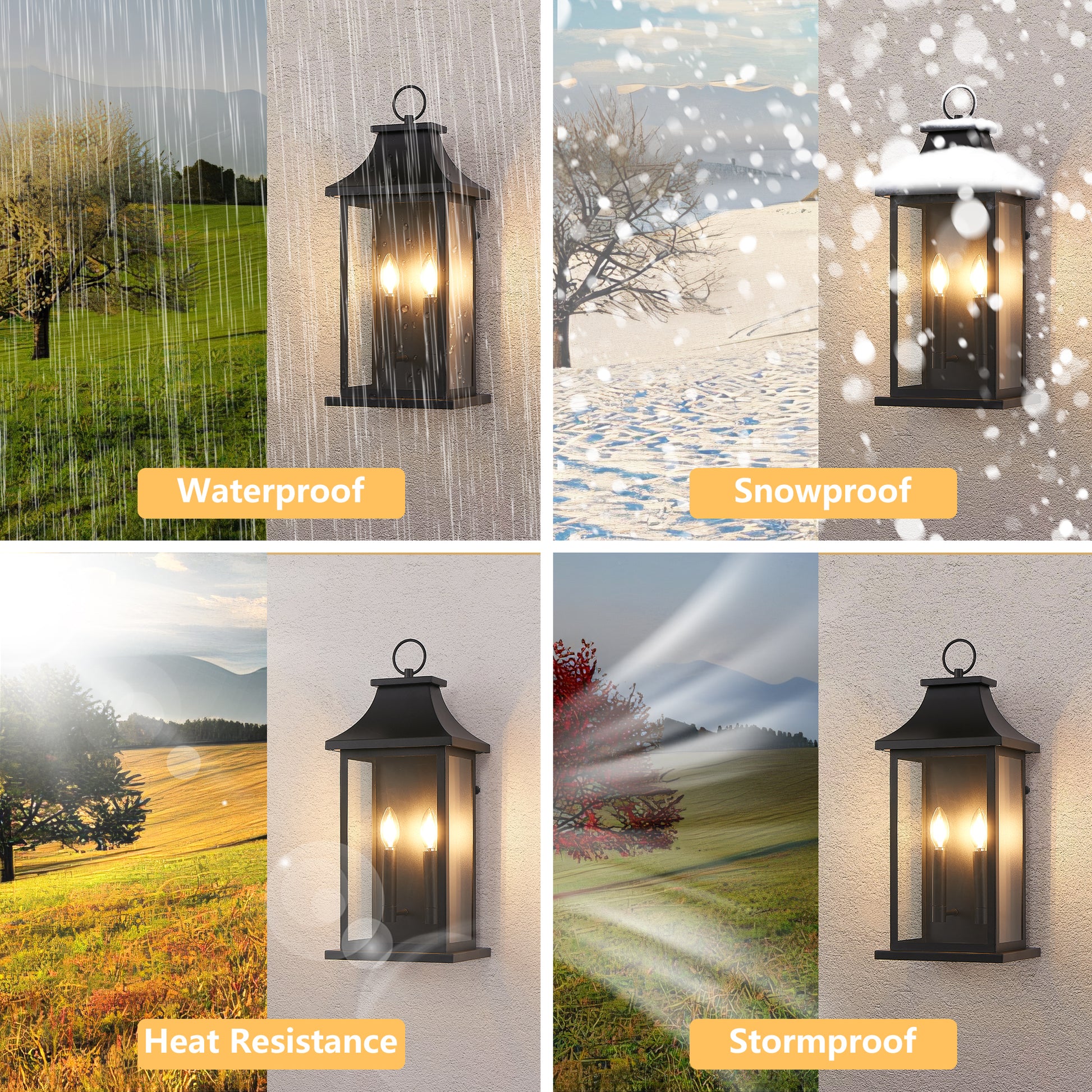 22.2" Black Dusk to Dawn Outdoor Wall Light, Set of 2 - view 5