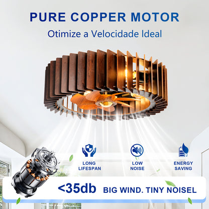 20" Walnut Flush Mount Ceiling Fan with Remote - view 14