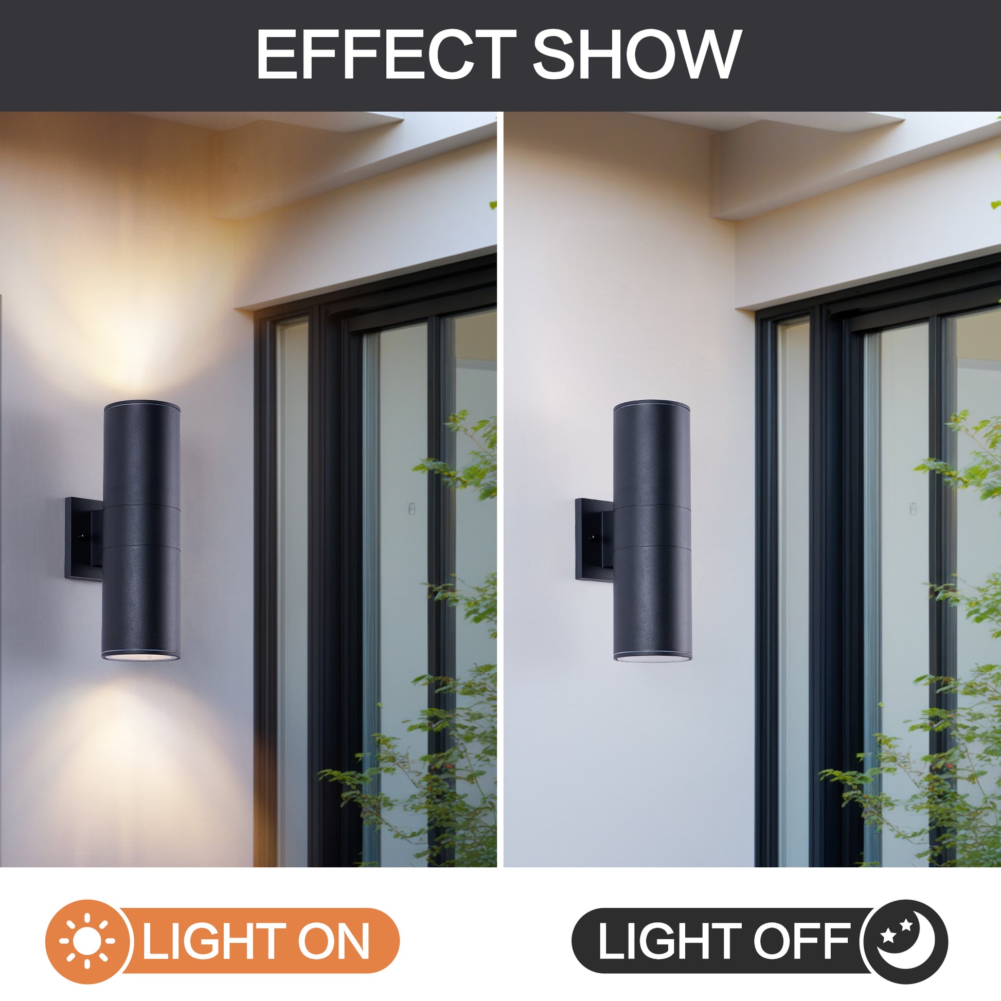 14" Matte Black Cylinder Outdoor Wall Sconce, Set of 2 - view 8