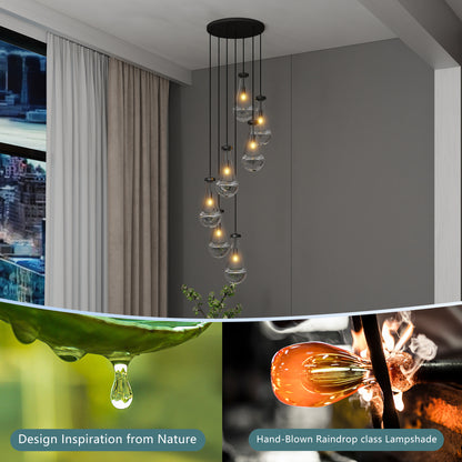 7-Light Black Adjustable Pendant Chandelier - view 6