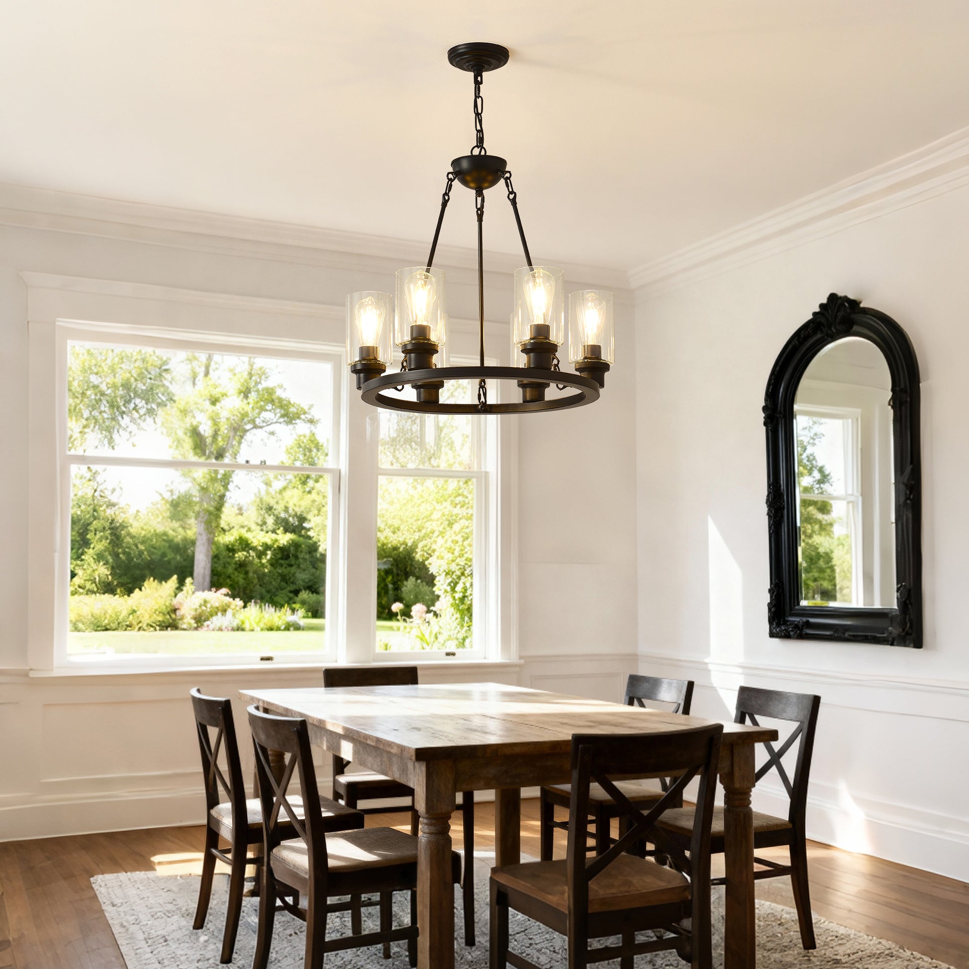 6-Light Matte Black Wagon Wheel Chandelier - view 2
