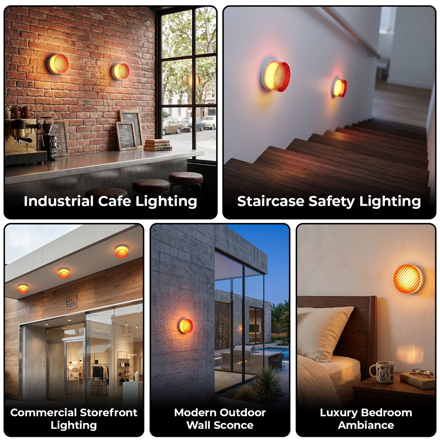 Red Round LED Wall Light with Striped Glass - view 4