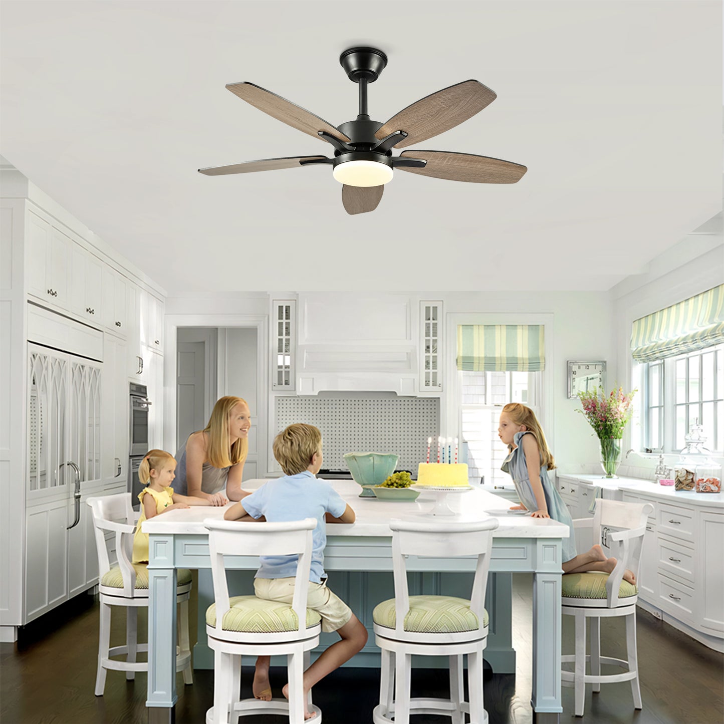 42" Matte Black Plywood Blade Ceiling Fan with Remote - view 3
