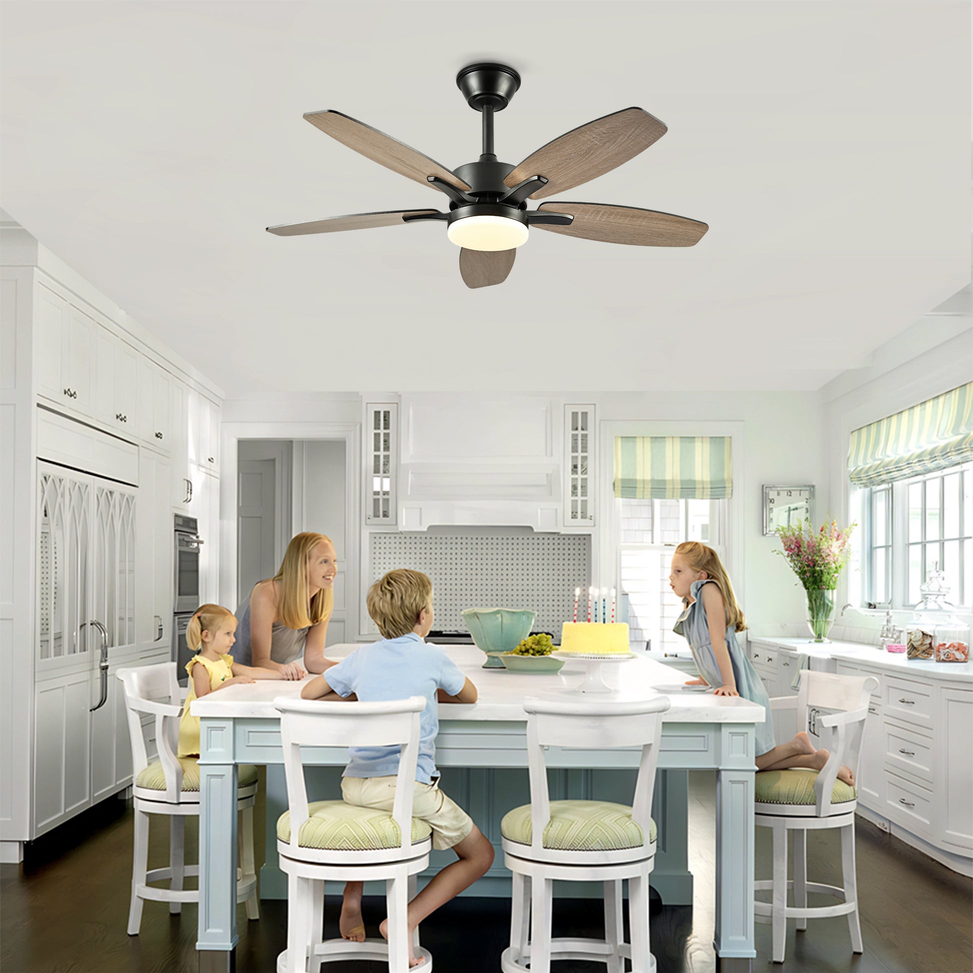 42" Matte Black Plywood Blade Ceiling Fan with Remote - view 3