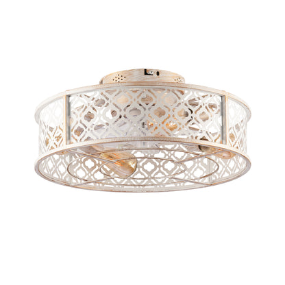 20" Retro White Flower Caged Flush Mount Ceiling Fan - view 23