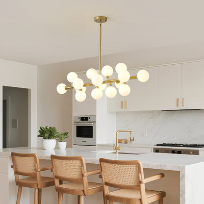 16-Light Gold Farmhouse Pendant Light with Opal Glass - view 2