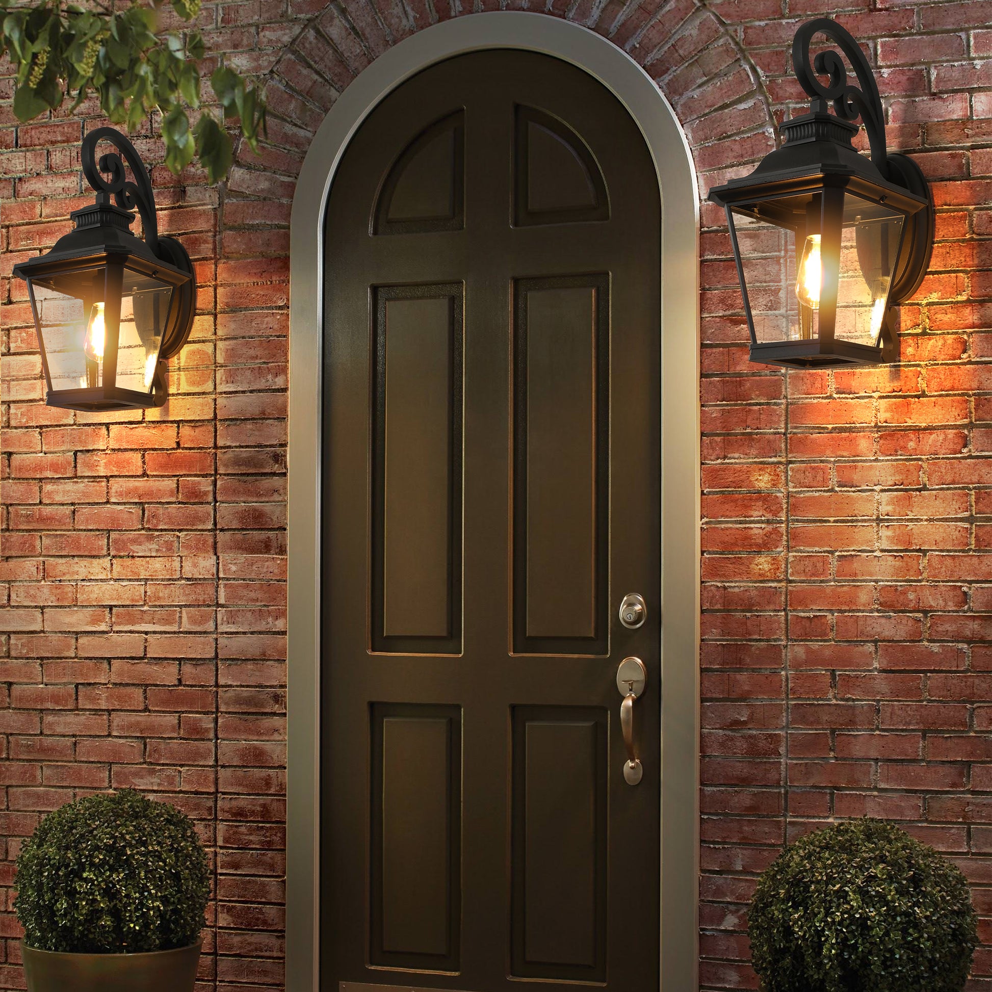 14" Black Vintage Outdoor Wall Lantern, Set of 2 - view 3