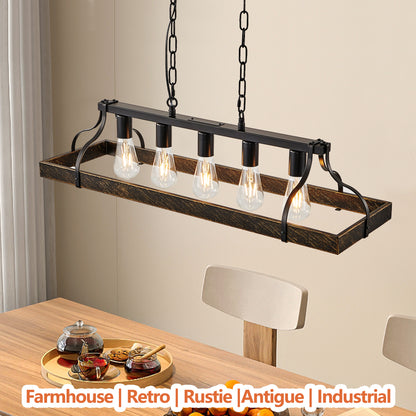 34" Black & Gold Vintage 5-Light Chandelier - view 4