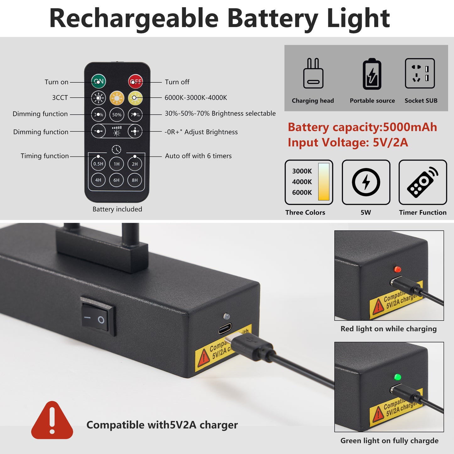 16" Black Battery Operated Picture Light with Remote - view 7