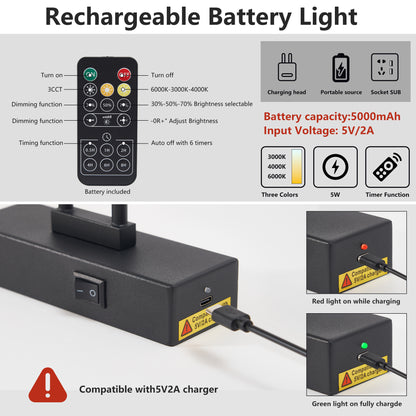 16" Black Battery Operated Picture Light with Remote - view 7