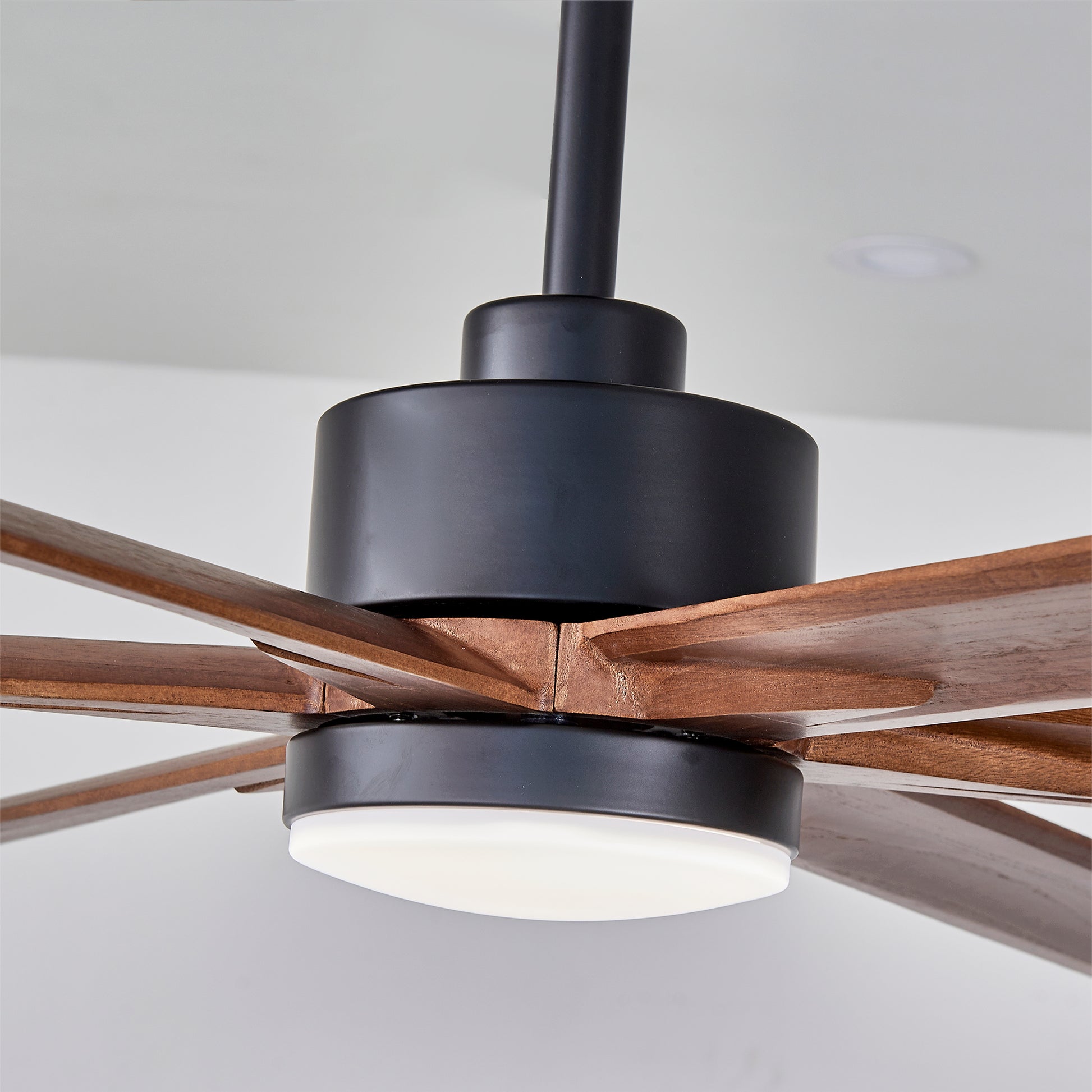 70" Matte Black & Walnut Solid Wood Ceiling Fan - view 17