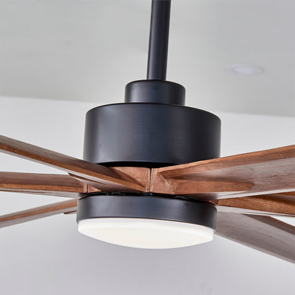 70" Matte Black & Walnut Solid Wood Ceiling Fan - view 17