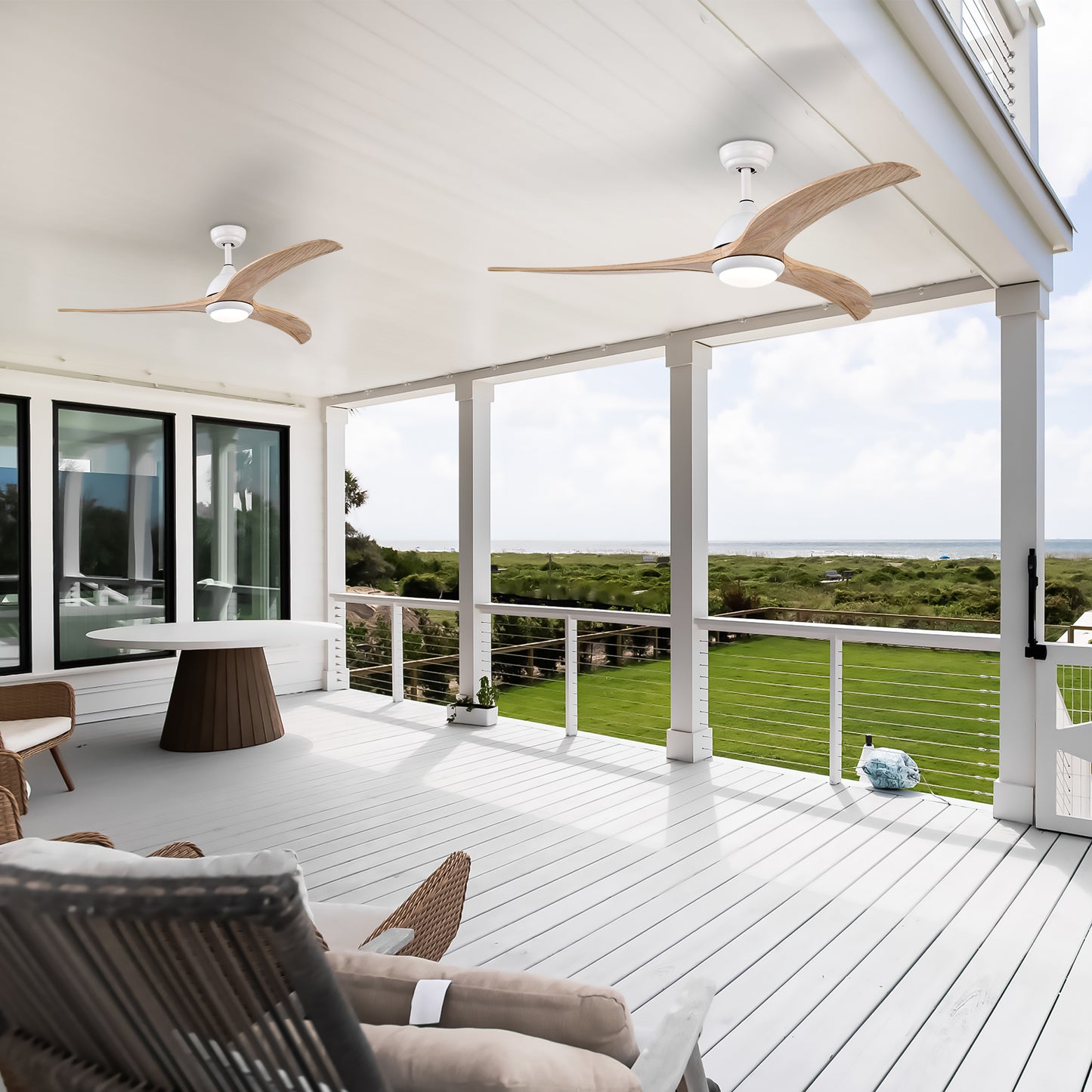 52" Matte White Solid Wood Ceiling Fan with Remote - view 8