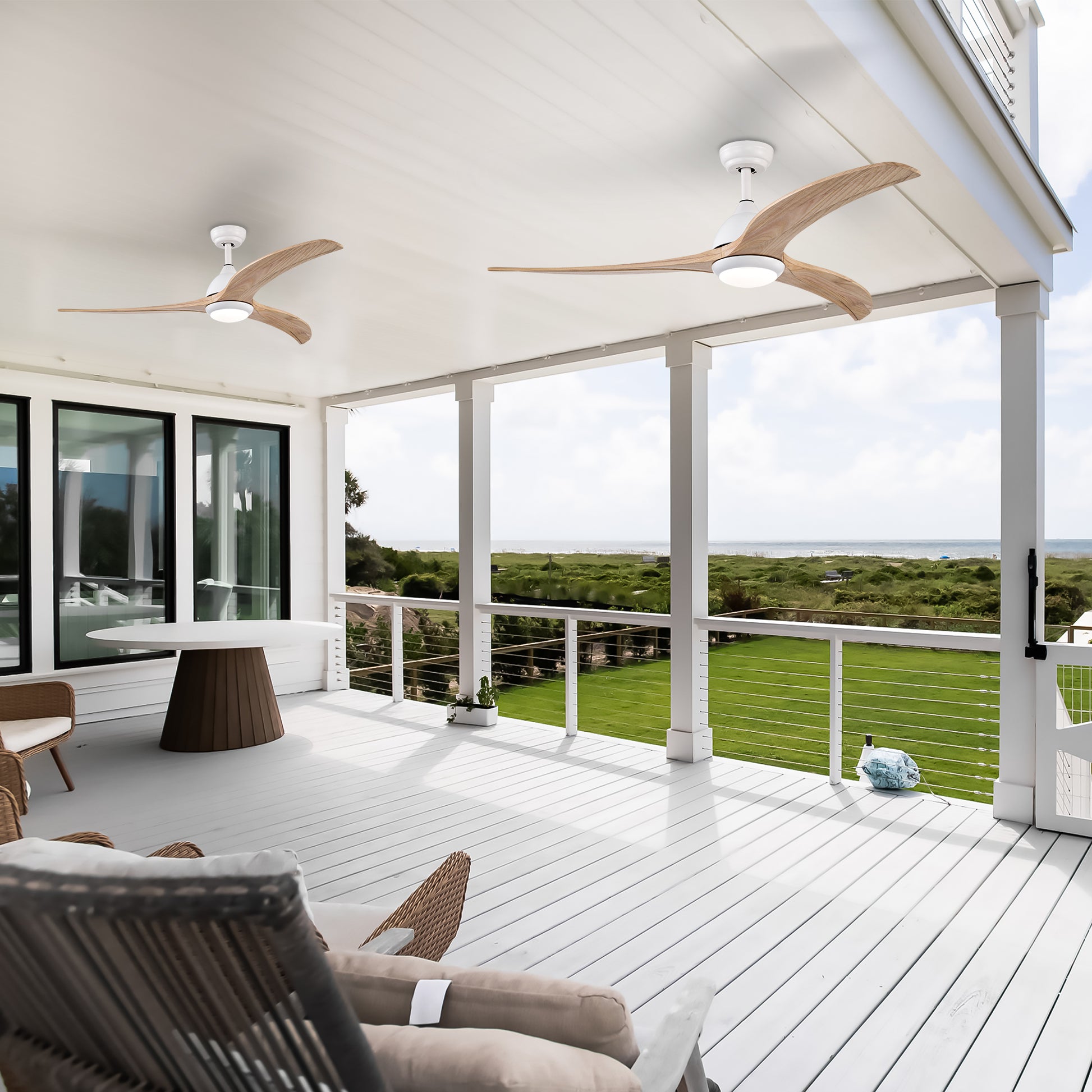 52" Matte White Solid Wood Ceiling Fan with Remote - view 8
