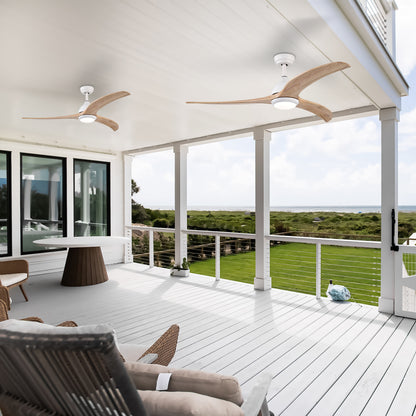 52" Matte White Solid Wood Ceiling Fan with Remote - view 8