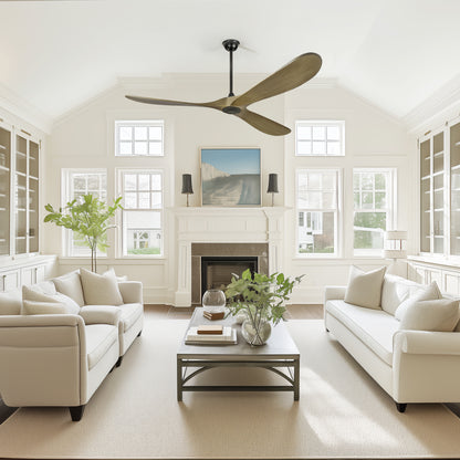 72" Ash Brown Solid Wood Ceiling Fan with Remote - view 6