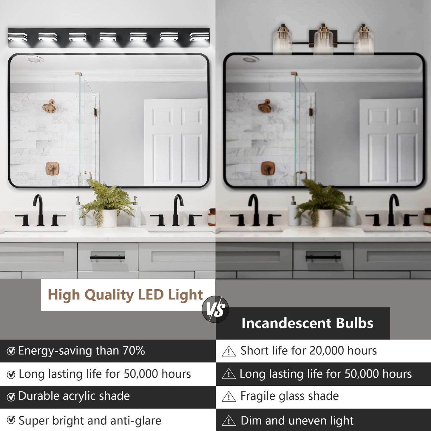 45" 7-Light Black LED Vanity Wall Light - view 11