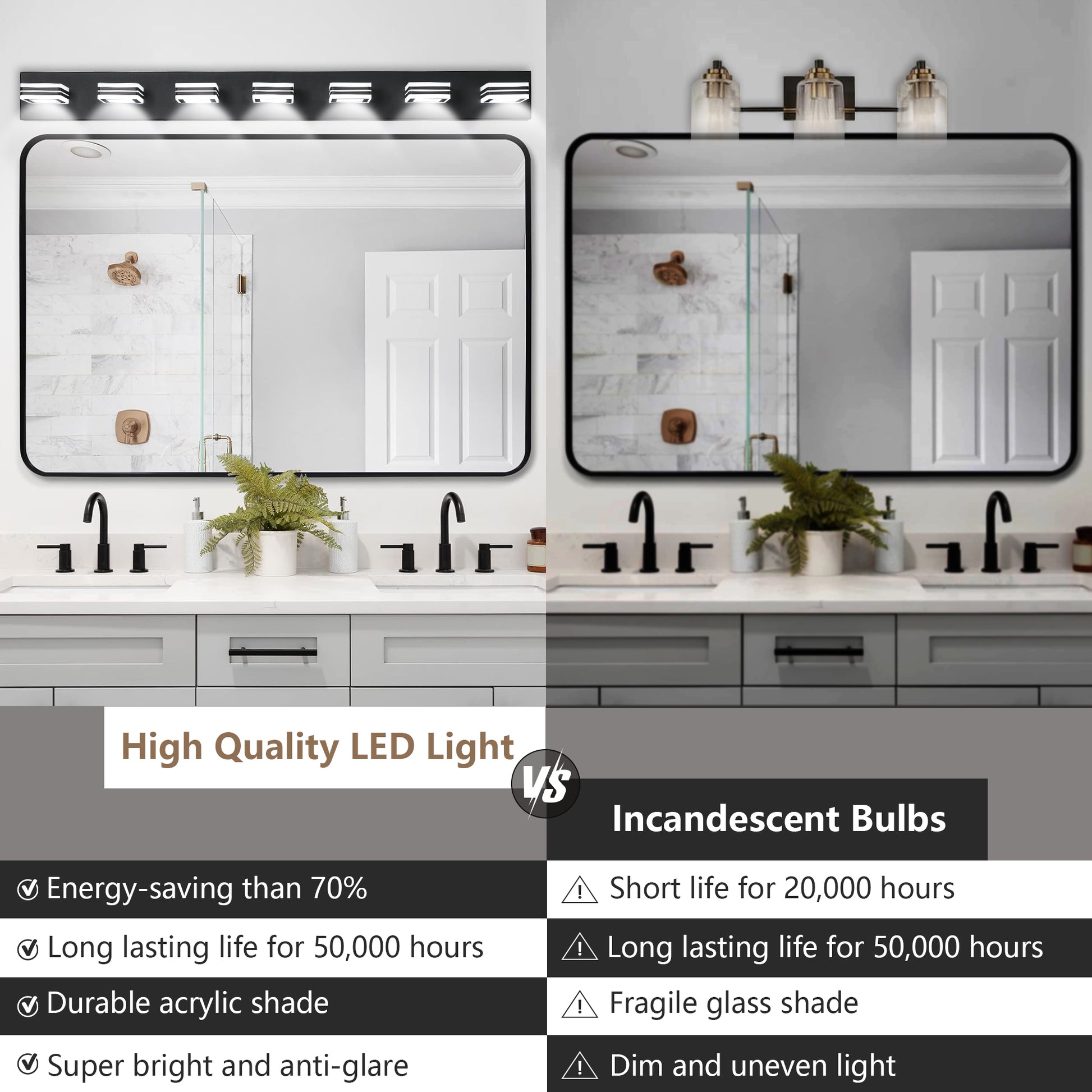 45" 7-Light Black LED Vanity Wall Light - view 11