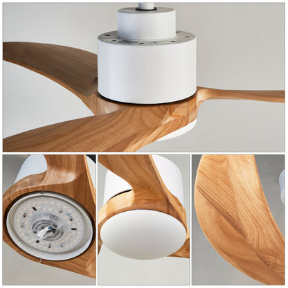52" White & Natural Wood Ceiling Fan with Dimmable LED - view 21