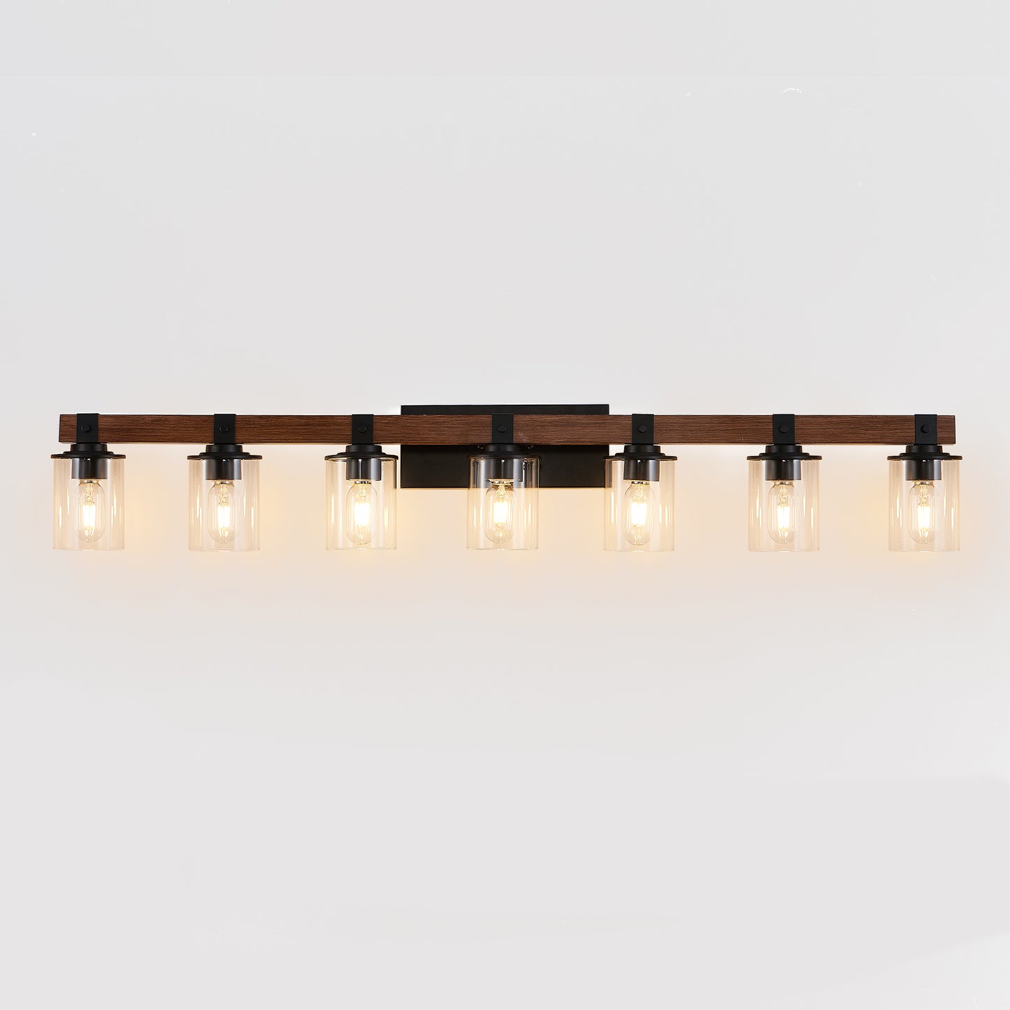 50" 7-Light Farmhouse Vanity Light with Wood Accent - view 9