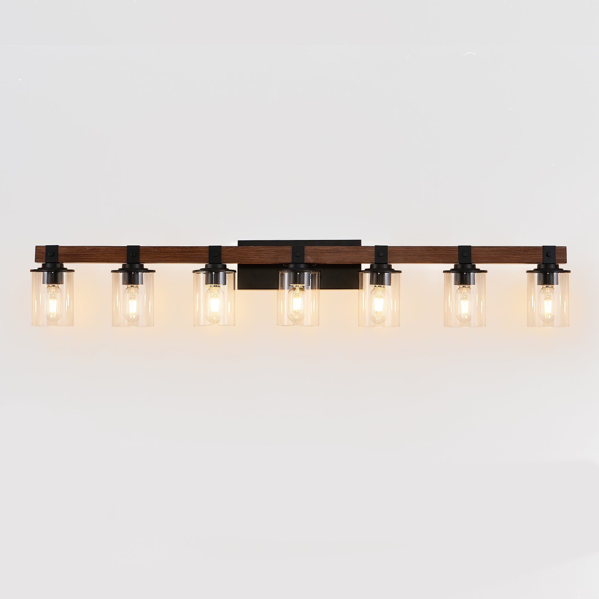 50" 7-Light Farmhouse Vanity Light with Wood Accent - view 9