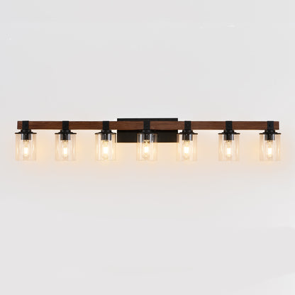 50" 7-Light Farmhouse Vanity Light with Wood Accent - view 9