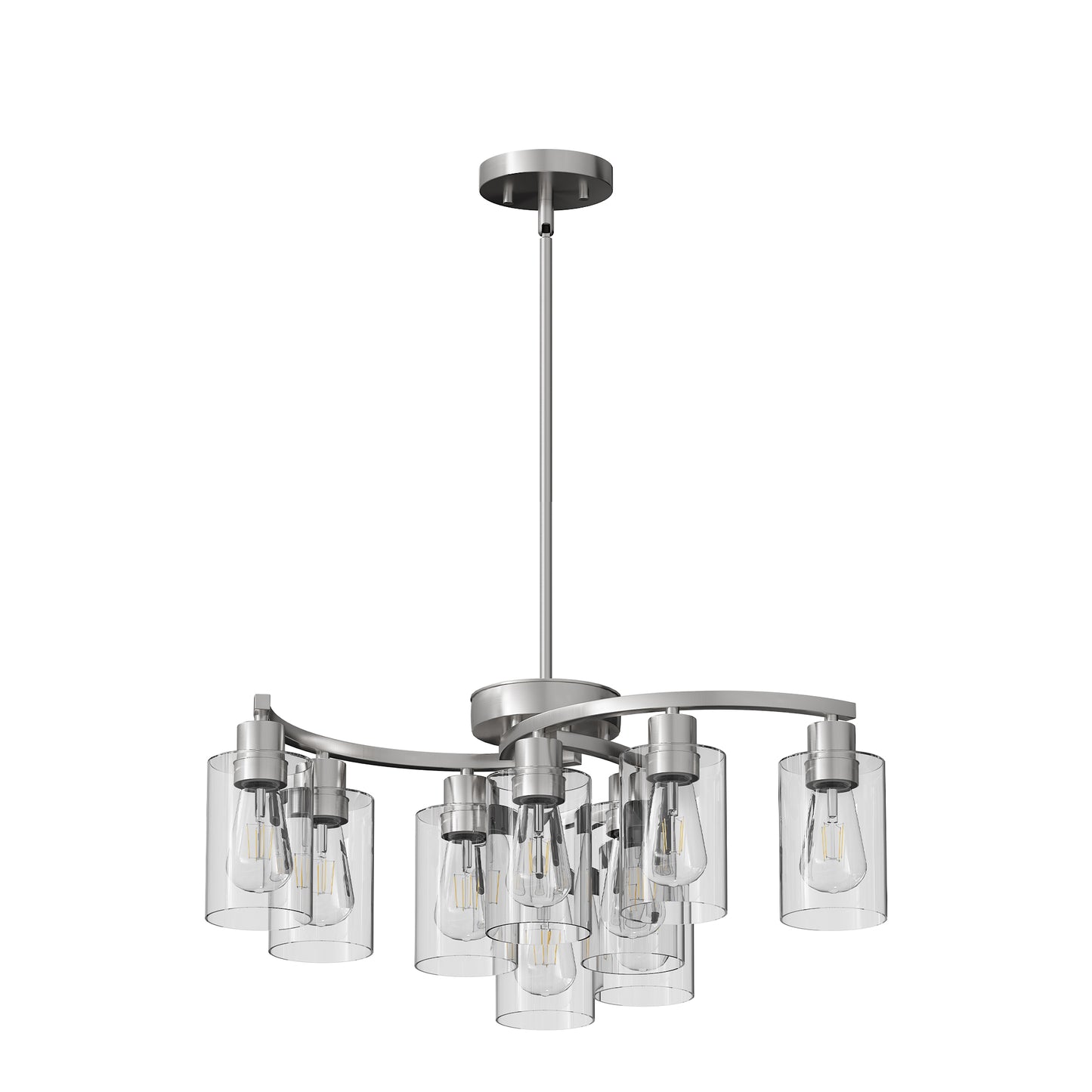 9-Light Brushed Nickel Farmhouse Glass Chandelier - view 8