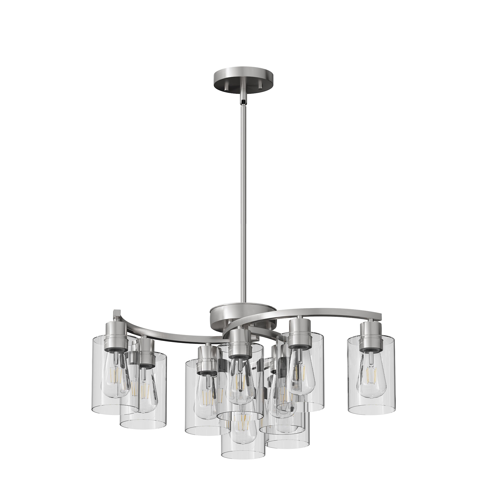 9-Light Brushed Nickel Farmhouse Glass Chandelier - view 8