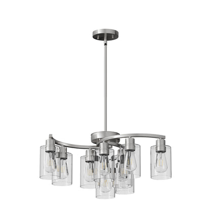 9-Light Brushed Nickel Farmhouse Glass Chandelier - view 8