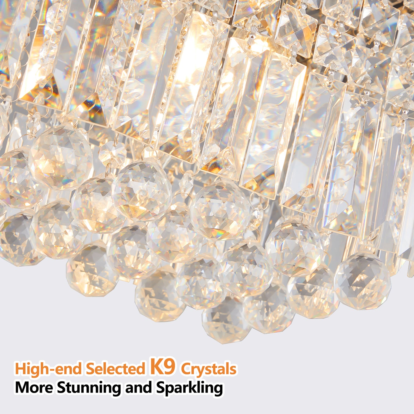 39.4" 8-Light Chrome Raindrop Crystal Chandelier - view 6