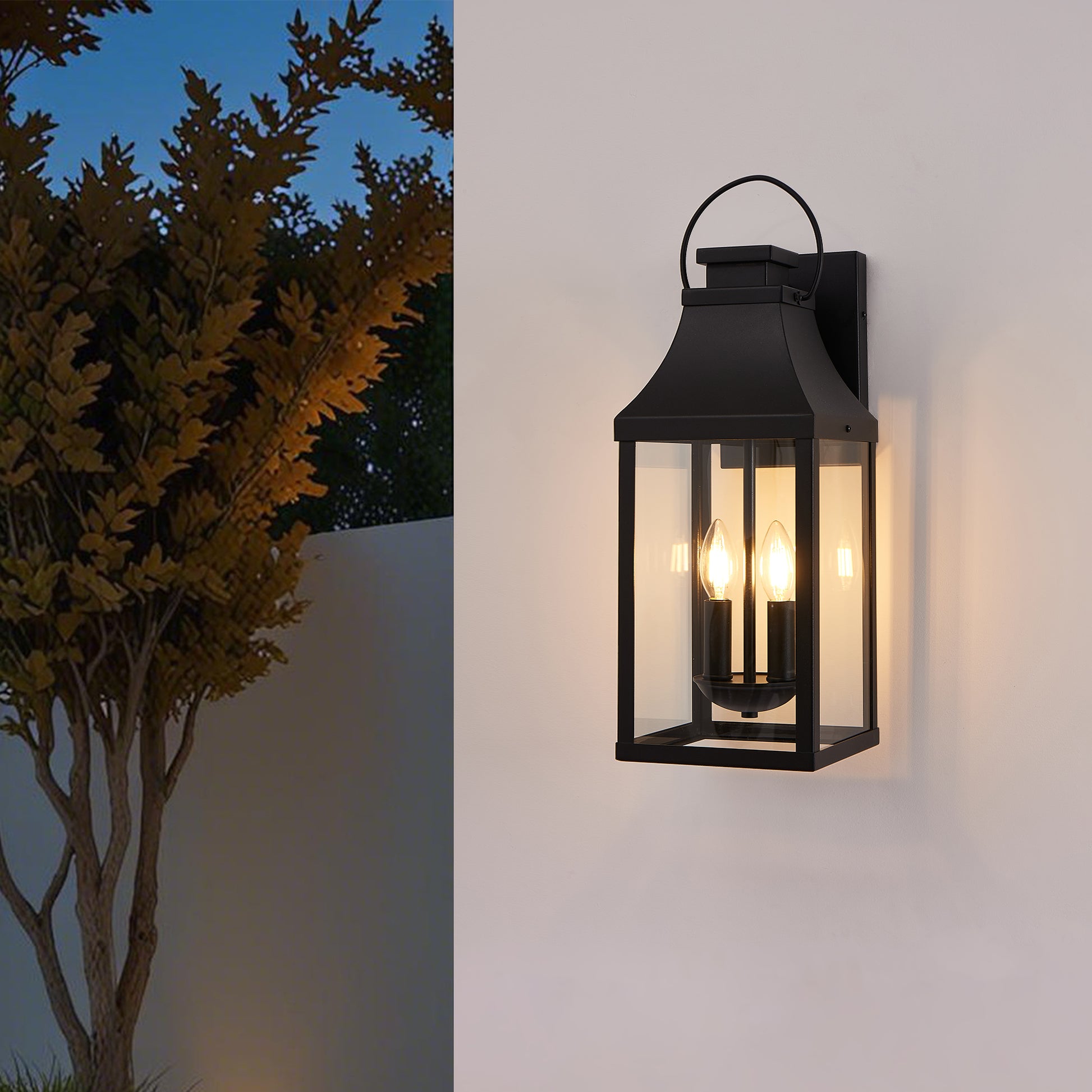 20" Black Outdoor Wall Lantern, Set of 2 - view 3