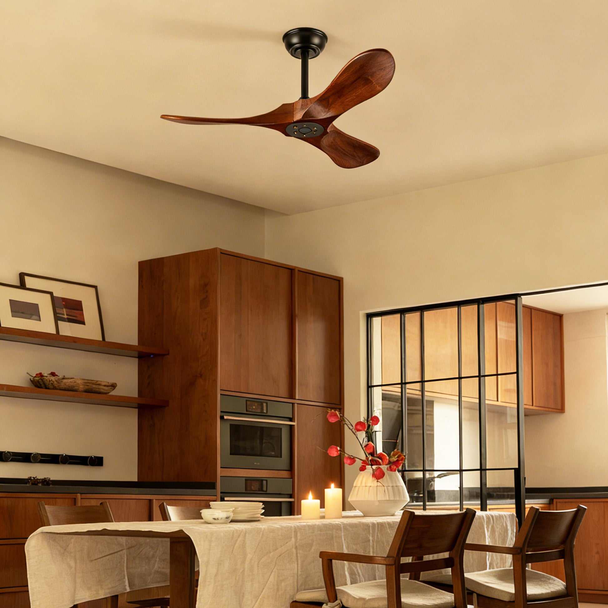 36" Walnut Wood Ceiling Fan with Remote - view 7