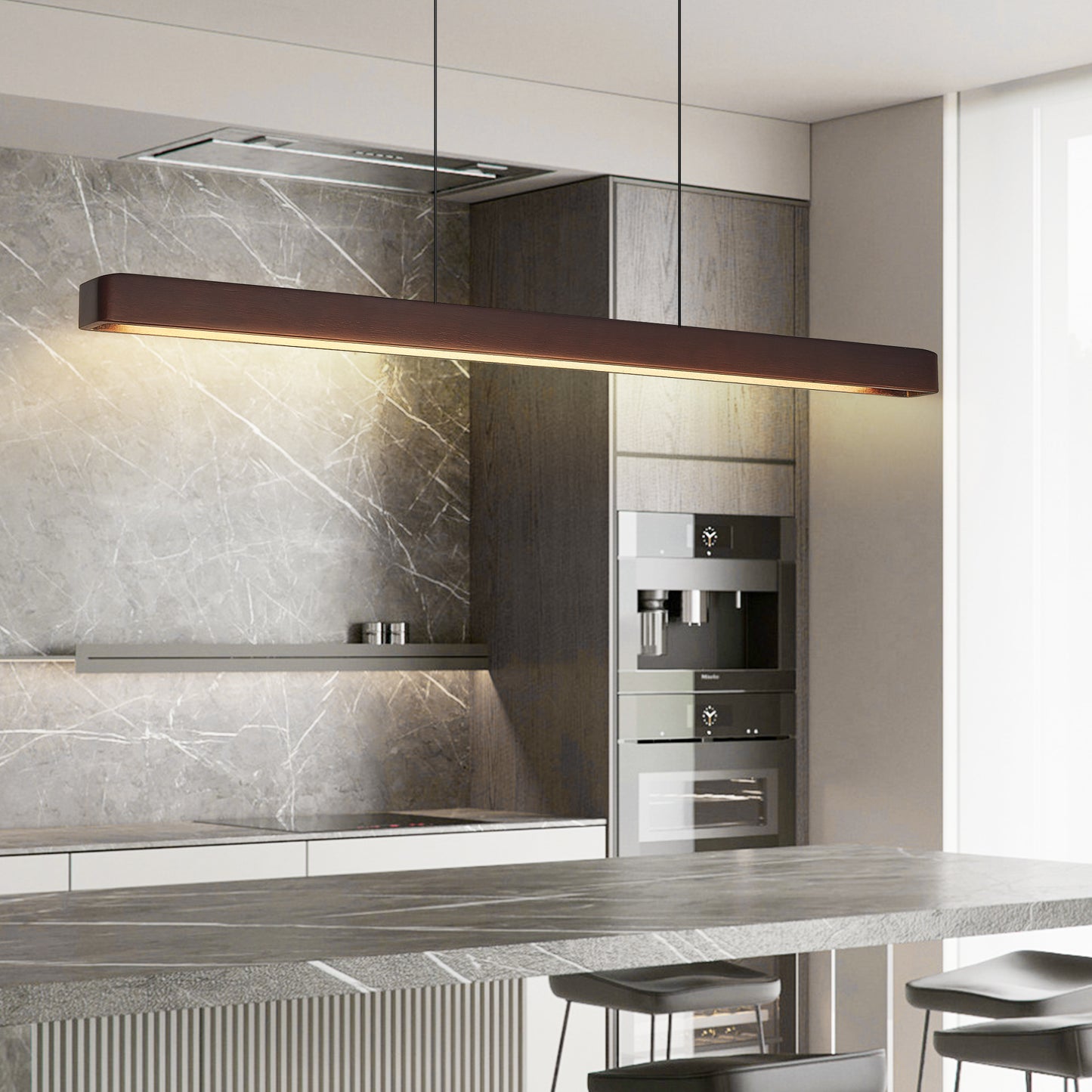 39" Walnut Wood LED Pendant Light - view 4