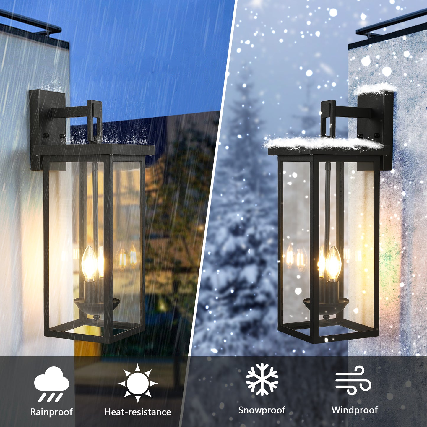 22" Matte Black Dusk to Dawn Outdoor Wall Lantern, Set of 2 - view 2