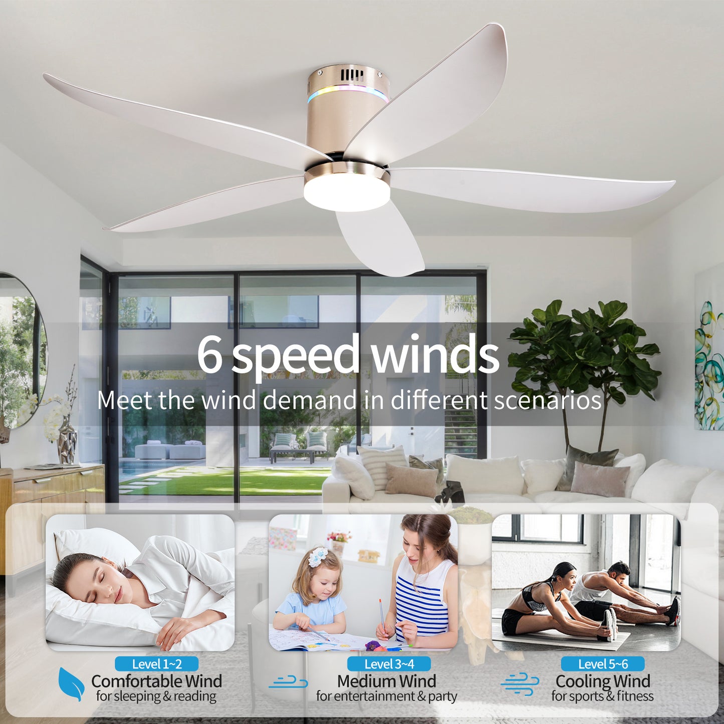 52" Silver 5-Blade Ceiling Fan with Remote - view 11