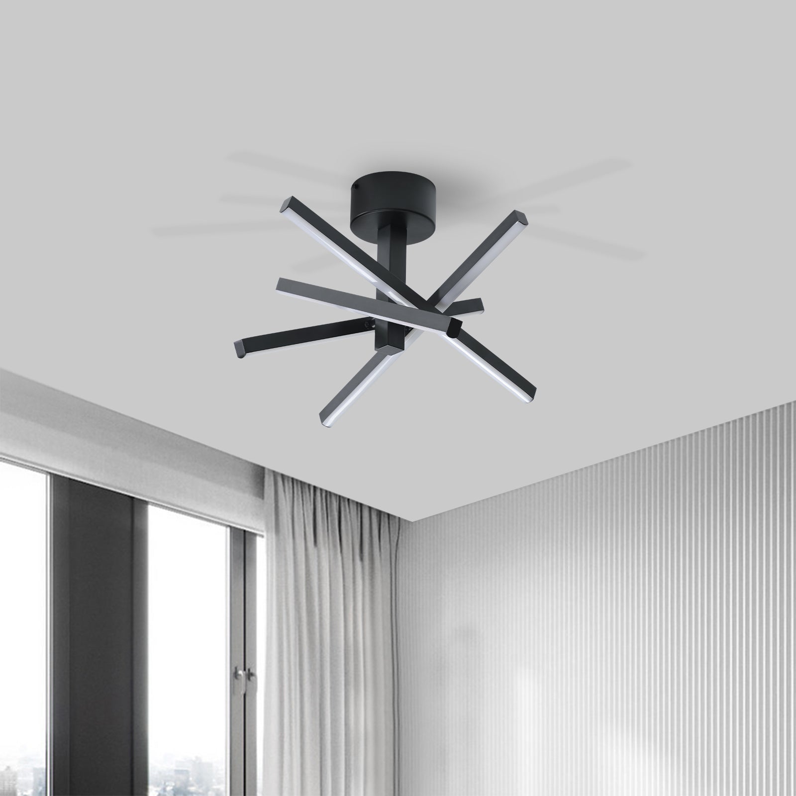 12" Black Starburst LED Flush Mount Ceiling Light - view 2