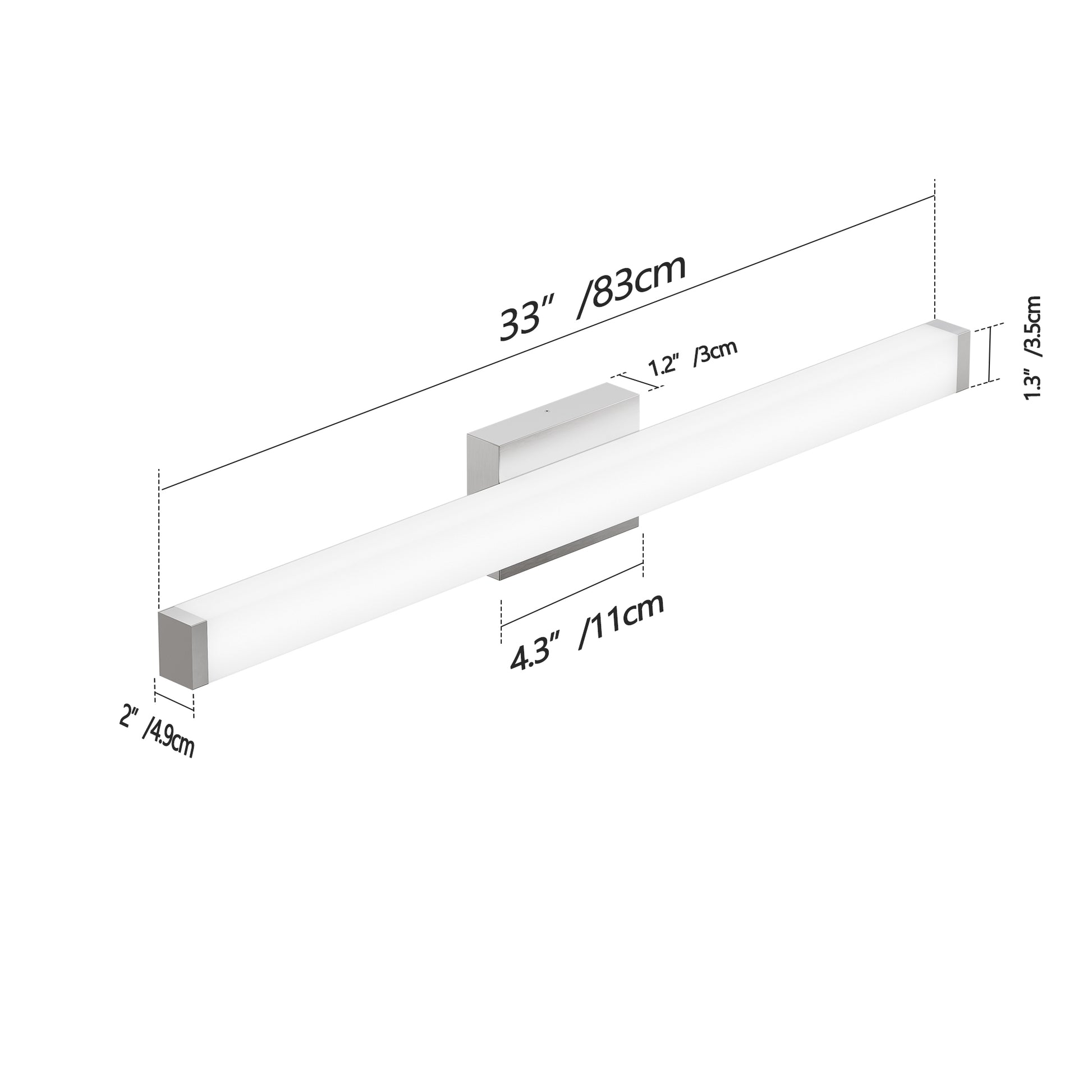 33" Brushed Nickel Square LED Vanity Light - view 8