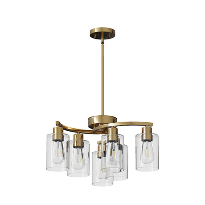 6-Light Gold Chandelier with Clear Glass Shades - view 8