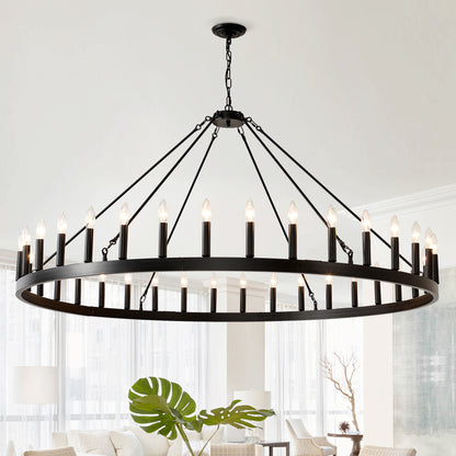 59" Wagon Wheel Farmhouse Chandelier, 36-Light