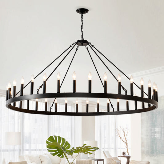 59" Wagon Wheel Farmhouse Chandelier, 36-Light
