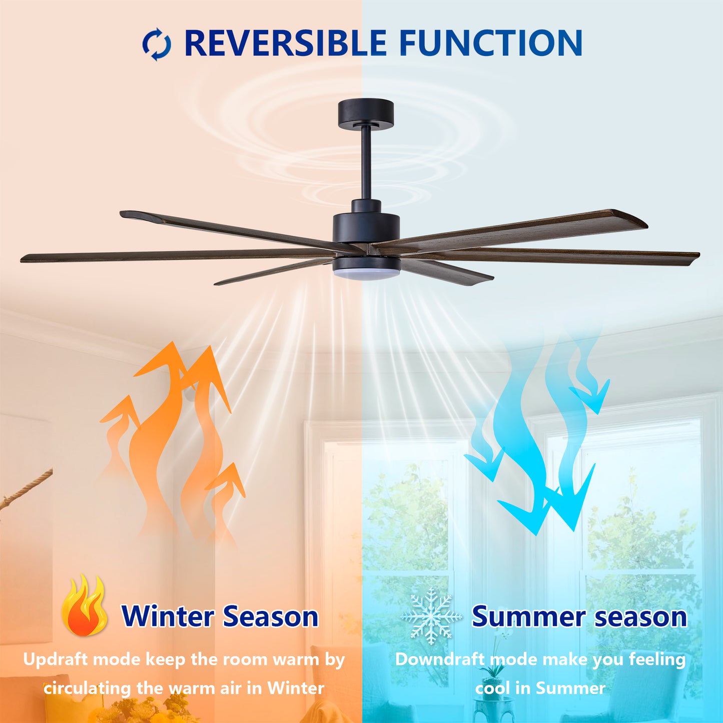 70" Matte Black Ceiling Fan with Light - view 11