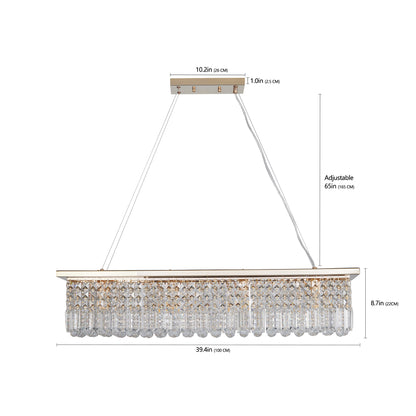 39.4" 8-Light Gold Raindrop Crystal Chandelier - view 9
