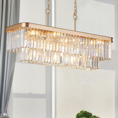 Gold Rectangular Crystal Farmhouse Chandelier - view 4