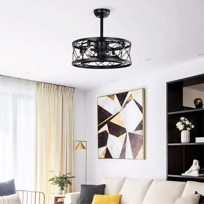 20" Matte Black Modern Enclosed Ceiling Fan - view 4