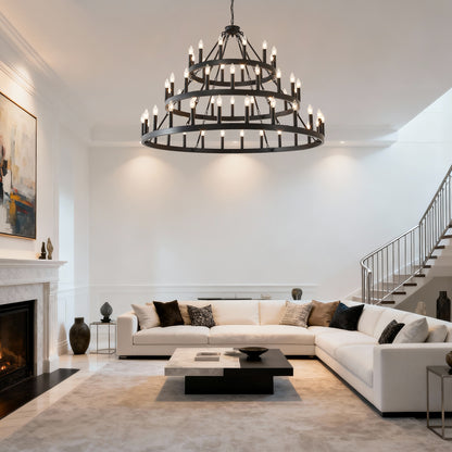 3-Tier Wagon Wheel Farmhouse Chandelier, 54-Light - view 2