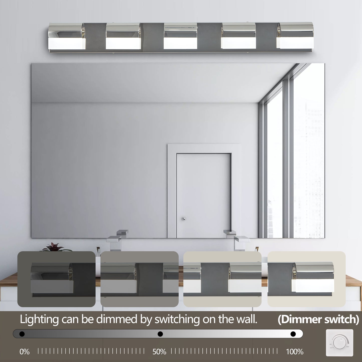 5-Light Chrome LED Bathroom Vanity Light - view 3